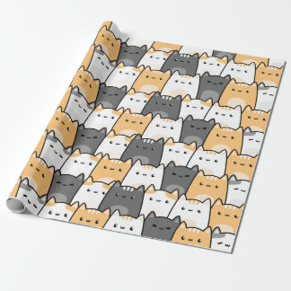Cute Kitty Cat Cartoon Pattern Gift Wrapping Paper Cadeaupapier