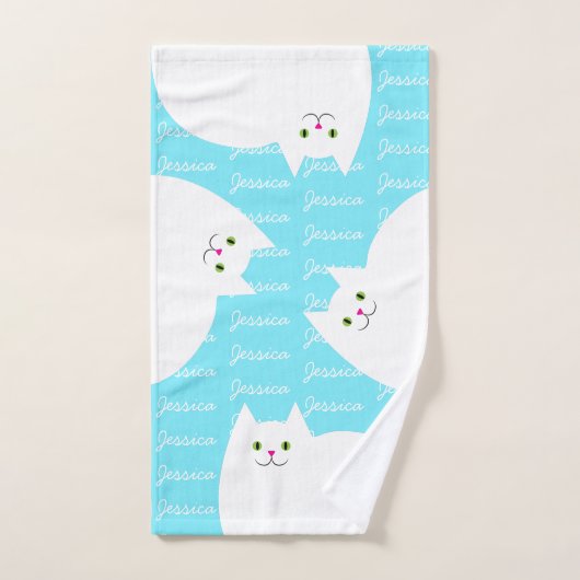 Cute Kitty Cat Custom Name Girls Bad Handdoek (Handdoek)