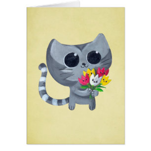 Cute Kitty Cat en bloemen