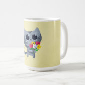 Cute Kitty Cat en bloemen Koffiemok (Voorkant rechts)