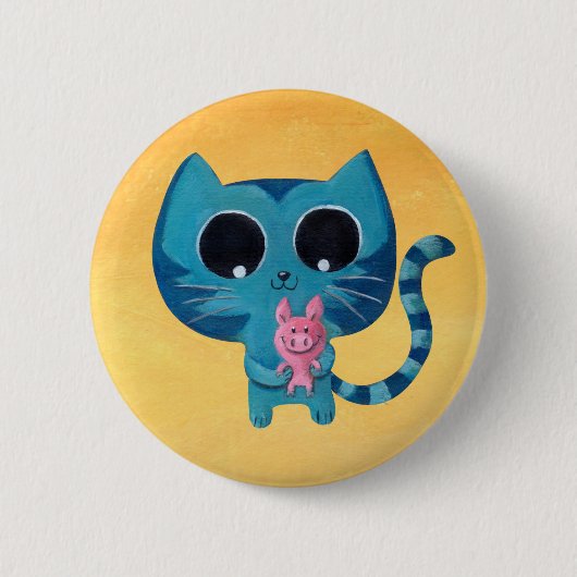Cute Kitty Cat en Pig Ronde Button 5,7 Cm (Voorkant)