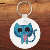 Cute Kitty Cat en Pig Sleutelhanger (Voorkant)
