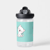 Cute Kitty Cat & Heart op Light Blue Water Bottle Waterfles (Voorkant)