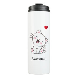 Cute Kitty Cat & Heart Thermische Tumbler Thermosbeker