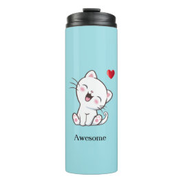 Cute Kitty Cat & Heart Thermische Tumbler Thermosbeker
