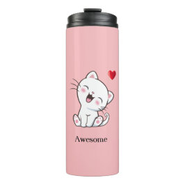 Cute Kitty Cat & Heart Thermische Tumbler Thermosbeker