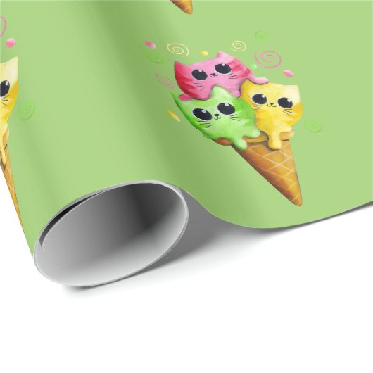 Cute Kitty Cat Ice Cream Cadeaupapier (Rol Hoek)