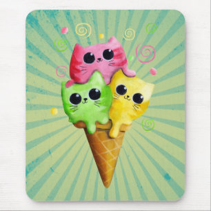 Cute Kitty Cat Ice Cream Muismat