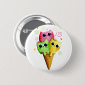 Cute Kitty Cat Ice Cream Ronde Button 5,7 Cm (Voorkant /achterkant)