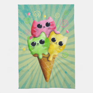 Cute Kitty Cat Ice Cream Theedoek