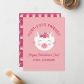 Cute Kitty Cat Kinder Valentijnsdag Classroom Notitiekaartje (Voorkant / Achterkant in situ)