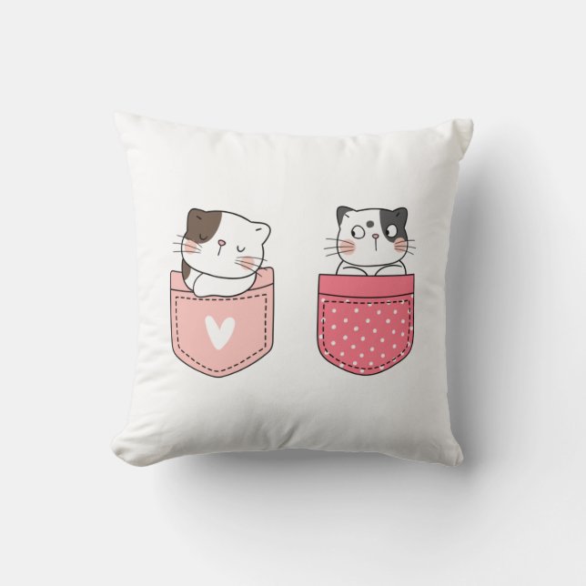 Cute Kitty Cat Kussen (Voorkant)