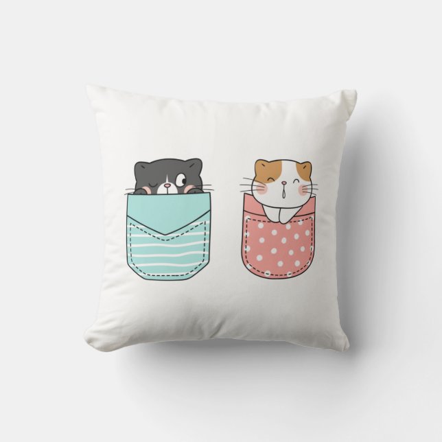 Cute Kitty Cat Kussen (Voorkant)