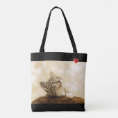 Cute Kitty Cat met hart op zwart Draagtas (Achterkant)