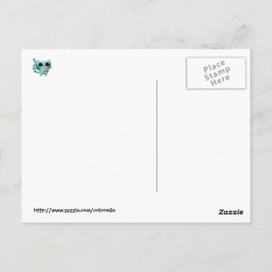 Cute Kitty Cat met Kawaii Cupcake Briefkaart (Achterkant)