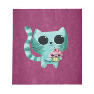 Cute Kitty Cat met Kawaii Cupcake Notitieblok