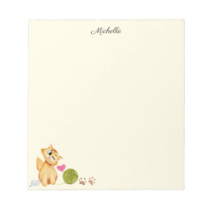 Cute Kitty Cat Notepad Jouw naam Tekst Notitieblok
