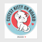Cute Kitty/Cat op het bord Ronde Auto Sticker (Vel)