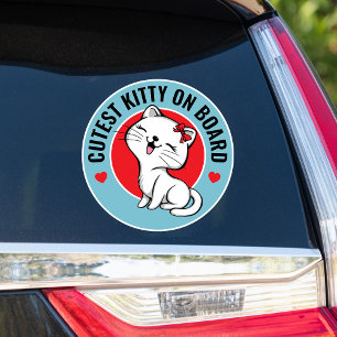 Cute Kitty/Cat op het bord Ronde Auto Sticker