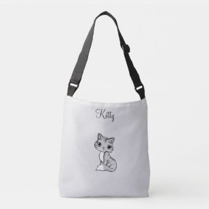Cute kitty cat op lichtgrijs crossbody tas