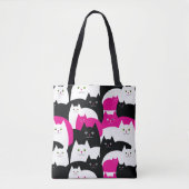 Cute Kitty Cat Pattern roze en Black Draagtas (Voorkant)