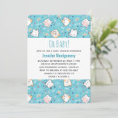 Cute Kitty Cat Pattern Whimsical Baby shower Kaart (Staand voorkant)