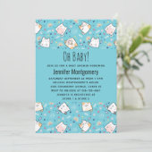 Cute Kitty Cat Pattern Whimsical Baby shower Kaart (Staand voorkant)