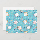 Cute Kitty Cat Pattern Whimsical Briefkaart (Voorkant / Achterkant)