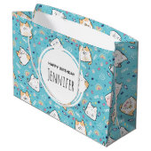 Cute Kitty Cat Pattern Whimsical Dag Groot Cadeauzakje (Achterkant Gekanteld)