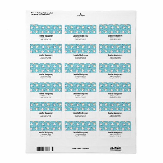 Cute Kitty Cat Pattern Whimsical Etiket (Full Sheet)