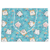 Cute Kitty Cat Pattern Whimsical Groot Cadeauzakje (Voorkant)