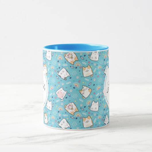 Cute Kitty Cat Pattern Whimsical Mok (Midden)