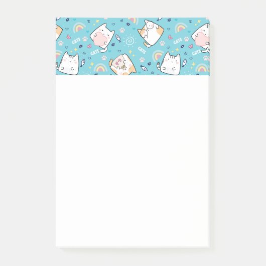 Cute Kitty Cat Pattern Whimsical Post-it® Notes (Voorkant)