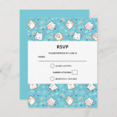Cute Kitty Cat Pattern Whimsical RSVP Kaartje (Voorkant / Achterkant)