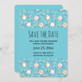 Cute Kitty Cat Pattern Whimsical Save The Date (Voorkant / Achterkant)