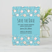 Cute Kitty Cat Pattern Whimsical Save The Date (Staand voorkant)