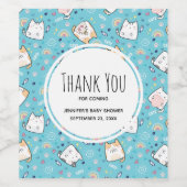 Cute Kitty Cat Pattern Whimsical Wijn Etiket (Enkel label)