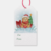 Cute Kitty Cat Santa Hat Kerstmis Cadeaulabel (Achterkant)