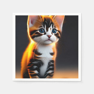 Cute Kitty Cat Sitting Art Servet