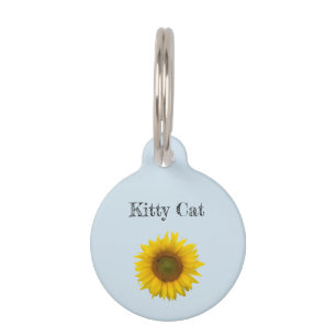 Cute Kitty Cat Yellow Sunflower Huisdierpenning