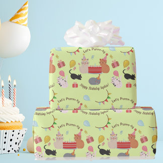 Cute Kitty Cats Let's Purrrr-ty Kid's Birthday Cadeaupapier
