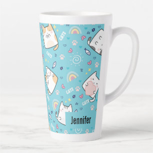 Cute Kitty Cats Whimsical Patroon Latte Mok