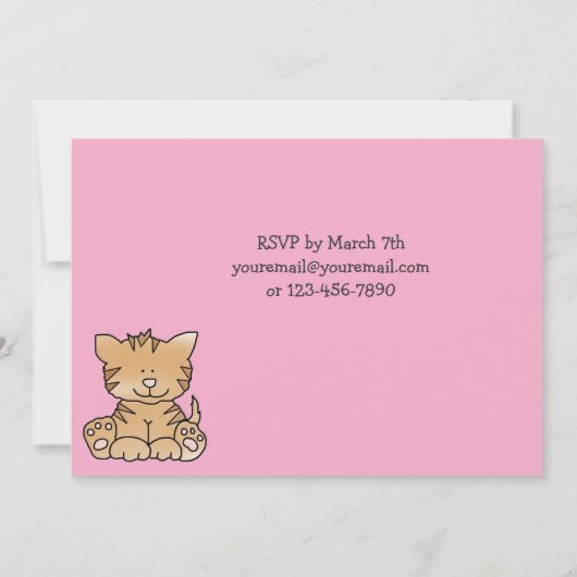 Cute Kitty Chat 1er Anniversaire Invitation pour f (Dos)