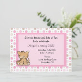 Cute Kitty Chat 1er Anniversaire Invitation pour f (Debout devant)