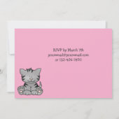 Cute Kitty Chat 1er Anniversaire Invitation pour f (Dos)