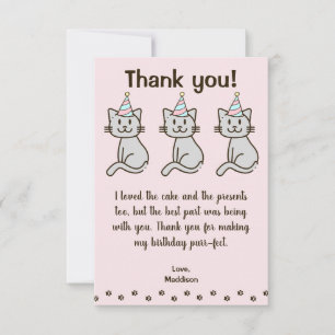 Cute Kitty Chat Anniversaire Carte de remerciement