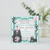 Cute Kitty Chat Anniversaire Fête Invitation (Debout devant)