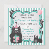 Cute Kitty Chat Anniversaire Fête Invitation (Devant)