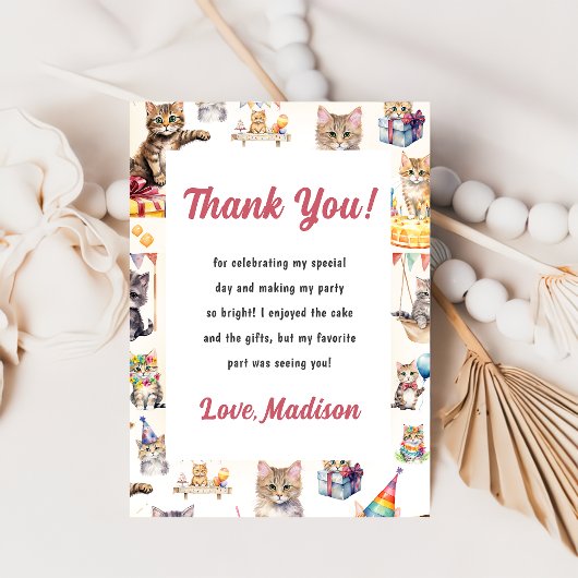 Cute Kitty Chat Anniversaire Fête Invitation