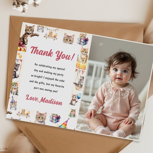 Cute Kitty Chat Anniversaire Fête Invitation